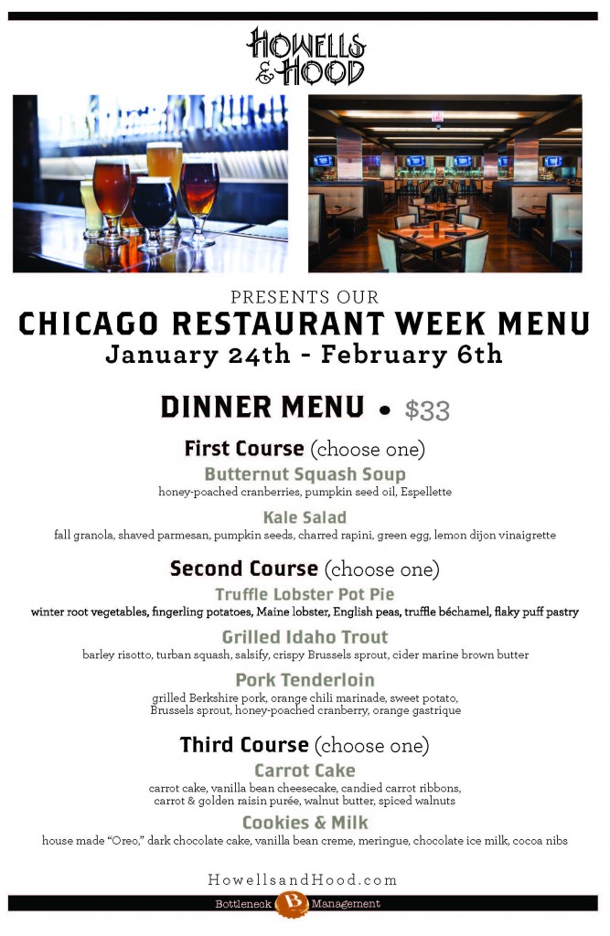 Howells & Hood Chicago Restaurant Week Menus 2014